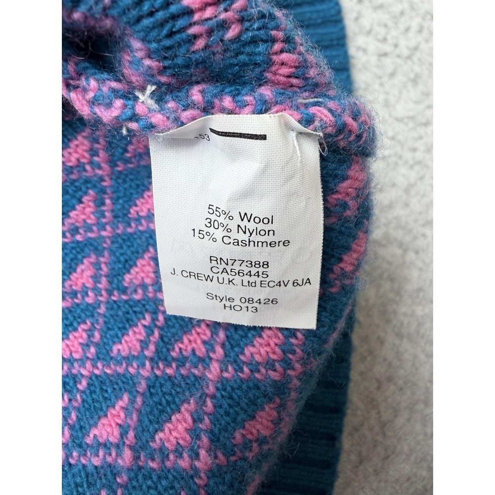 J.CREW Sweater Womens Small Pink Cashmere Geometric Crewneck Knit Pullover - Picture 10 of 13